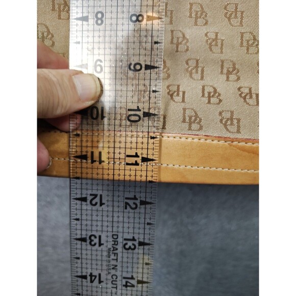 Dooney & Bourke Vintage Brown Monogram Tote Shoulder Bag Purse Leather Canvas - Picture 7 of 10